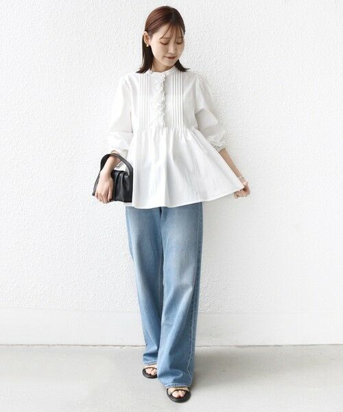 SHIPS / シップス シャツ・ブラウス | 《予約》【WEB限定】〈手洗い可能〉フリル 刺繍 ペプラム ブラウス | 詳細1