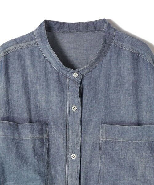 SHIPS / シップス シャツ・ブラウス | 《予約》〈手洗い可能〉シアー デニム 袖 リブ バンドカラー シャツ | 詳細10