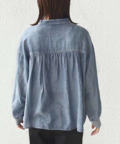 SHIPS / シップス シャツ・ブラウス | 《予約》〈手洗い可能〉シアー デニム 袖 リブ バンドカラー シャツ | 詳細15