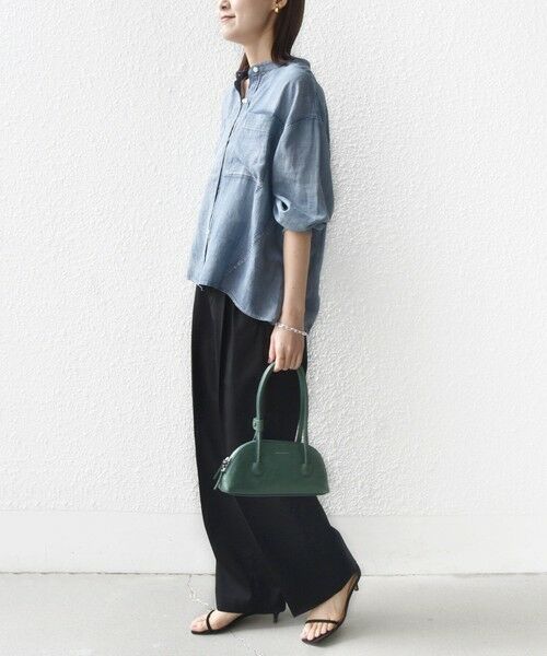 SHIPS / シップス シャツ・ブラウス | 《予約》〈手洗い可能〉シアー デニム 袖 リブ バンドカラー シャツ | 詳細2