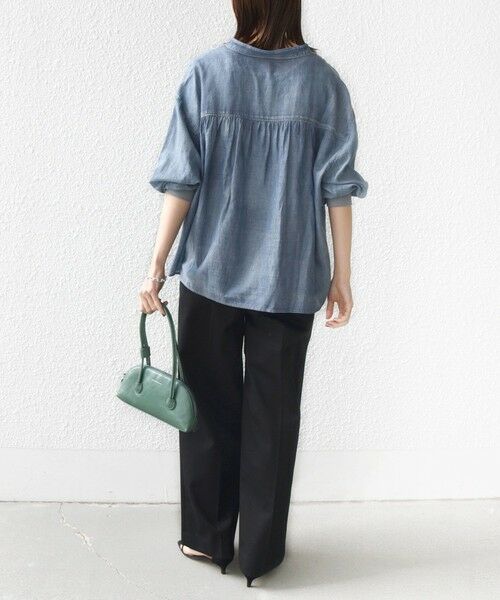 SHIPS / シップス シャツ・ブラウス | 《予約》〈手洗い可能〉シアー デニム 袖 リブ バンドカラー シャツ | 詳細3