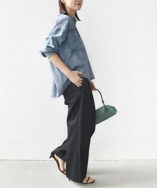 SHIPS / シップス シャツ・ブラウス | 《予約》〈手洗い可能〉シアー デニム 袖 リブ バンドカラー シャツ | 詳細4