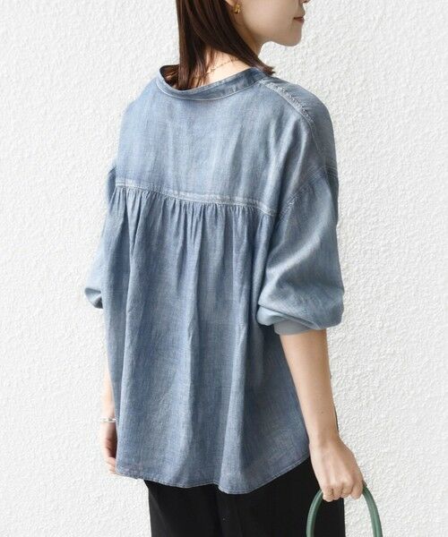 SHIPS / シップス シャツ・ブラウス | 《予約》〈手洗い可能〉シアー デニム 袖 リブ バンドカラー シャツ | 詳細7