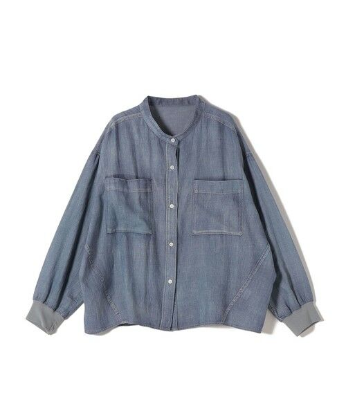 SHIPS / シップス シャツ・ブラウス | 《予約》〈手洗い可能〉シアー デニム 袖 リブ バンドカラー シャツ | 詳細8