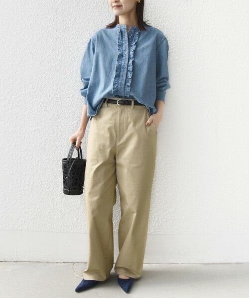 SHIPS / シップス シャツ・ブラウス | 《予約》【WEB限定】〈洗濯機可能〉ライトオンス フリル デニム シャツ | 詳細2