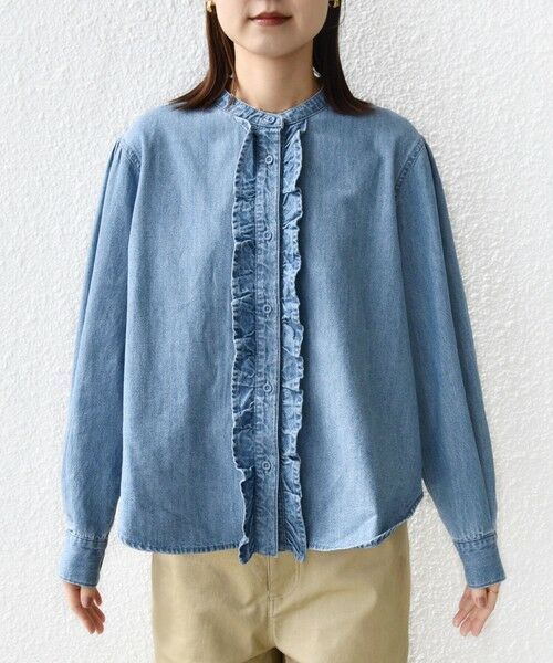 SHIPS / シップス シャツ・ブラウス | 《予約》【WEB限定】〈洗濯機可能〉ライトオンス フリル デニム シャツ | 詳細15