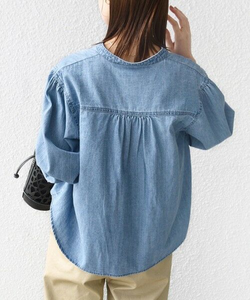 SHIPS / シップス シャツ・ブラウス | 《予約》【WEB限定】〈洗濯機可能〉ライトオンス フリル デニム シャツ | 詳細7