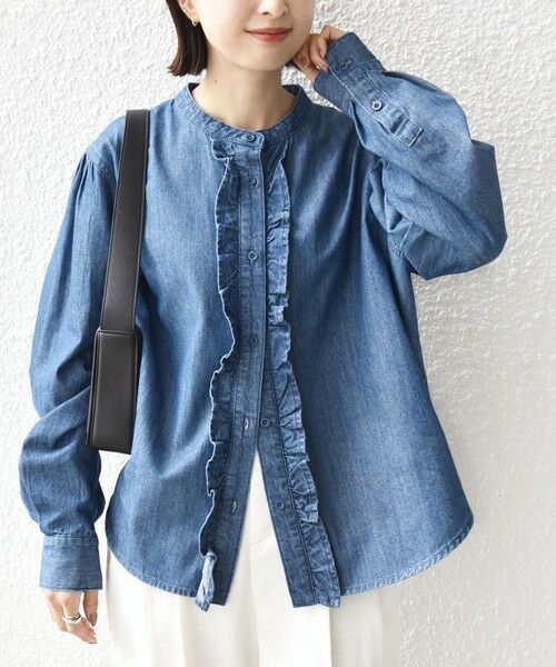 SHIPS / シップス シャツ・ブラウス | 《予約》【WEB限定】〈洗濯機可能〉ライトオンス フリル デニム シャツ | 詳細24
