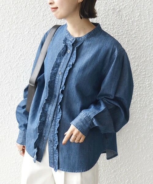 SHIPS / シップス シャツ・ブラウス | 《予約》【WEB限定】〈洗濯機可能〉ライトオンス フリル デニム シャツ | 詳細25