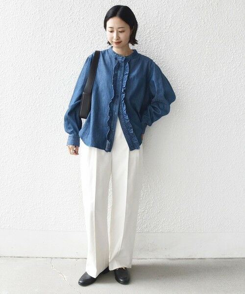 SHIPS / シップス シャツ・ブラウス | 《予約》【WEB限定】〈洗濯機可能〉ライトオンス フリル デニム シャツ | 詳細19