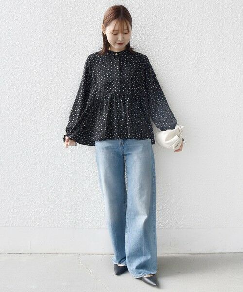 SHIPS / シップス シャツ・ブラウス | 《予約》【WEB限定】〈手洗い可能〉ドット 花柄 袖 シャーリング ブラウス | 詳細15