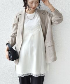 SHIPS / シップス キャミソール・チューブトップ | 《予約》〈洗濯機可能〉ダル サテン レース スリット キャミソール