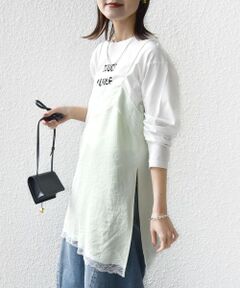 SHIPS / シップス キャミソール・チューブトップ | 《予約》〈洗濯機可能〉ダル サテン レース スリット キャミソール