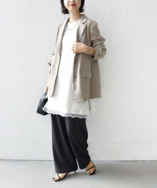 SHIPS / シップス キャミソール・チューブトップ | 《予約》〈洗濯機可能〉ダル サテン レース スリット キャミソール | 詳細2