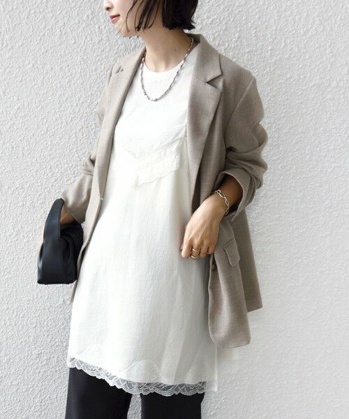 SHIPS / シップス キャミソール・チューブトップ | 《予約》〈洗濯機可能〉ダル サテン レース スリット キャミソール | 詳細6