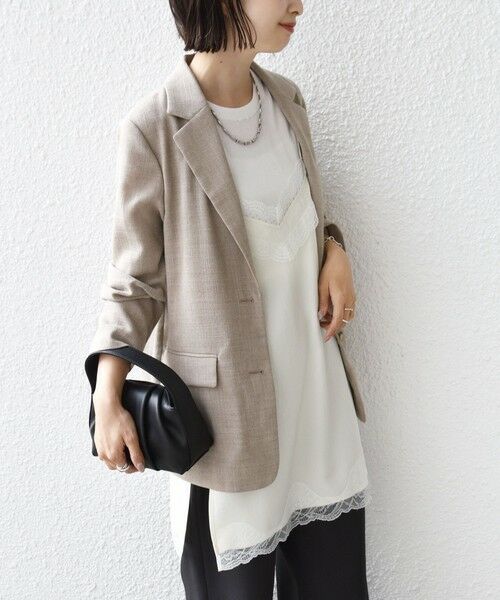 SHIPS / シップス キャミソール・チューブトップ | 《予約》〈洗濯機可能〉ダル サテン レース スリット キャミソール | 詳細8