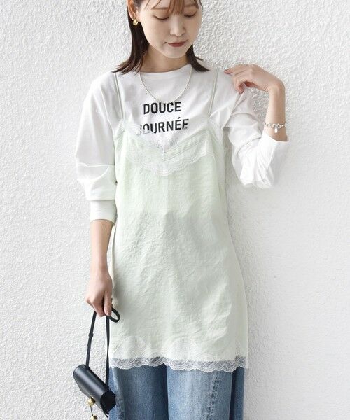 SHIPS / シップス キャミソール・チューブトップ | 《予約》〈洗濯機可能〉ダル サテン レース スリット キャミソール | 詳細21