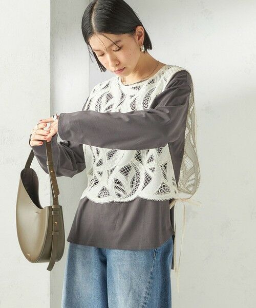 SHIPS / シップス ベスト | 《予約》〈手洗い可能〉刺繍 スカラップ レース ノースリーブ プルオーバー | 詳細19