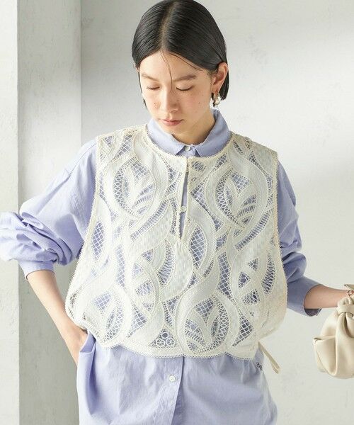SHIPS / シップス ベスト | 《予約》〈手洗い可能〉刺繍 スカラップ レース ノースリーブ プルオーバー | 詳細5