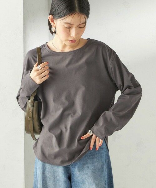 SHIPS / シップス Tシャツ | 《予約》〈洗濯機可能〉オーガニックコットン ロング スリーブ TEE(ダークグレー)