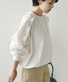 SHIPS / シップス カットソー | 《予約》【WEB限定】〈手洗い可能〉レース コンビ カットソー