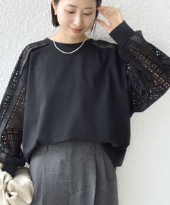 SHIPS / シップス カットソー | 《予約》【WEB限定】〈手洗い可能〉レース コンビ カットソー