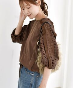 SHIPS / シップス カットソー | 《追加予約》【WEB限定】〈手洗い可能〉レース コンビ カットソー