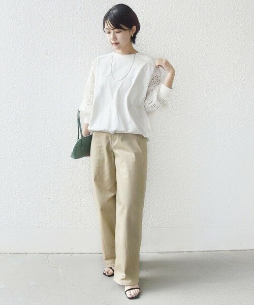 SHIPS / シップス カットソー | 《予約》【WEB限定】〈手洗い可能〉レース コンビ カットソー | 詳細1