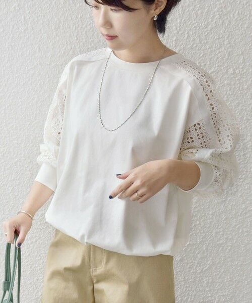 SHIPS / シップス カットソー | 《予約》【WEB限定】〈手洗い可能〉レース コンビ カットソー | 詳細6