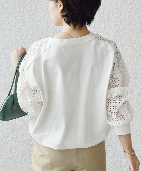 SHIPS / シップス カットソー | 《予約》【WEB限定】〈手洗い可能〉レース コンビ カットソー | 詳細7