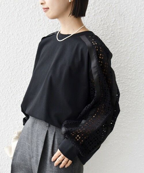 SHIPS / シップス カットソー | 《予約》【WEB限定】〈手洗い可能〉レース コンビ カットソー | 詳細15