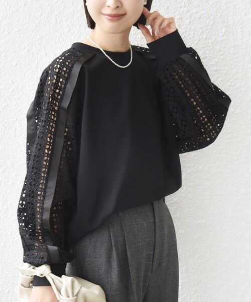 SHIPS / シップス カットソー | 《予約》【WEB限定】〈手洗い可能〉レース コンビ カットソー | 詳細17