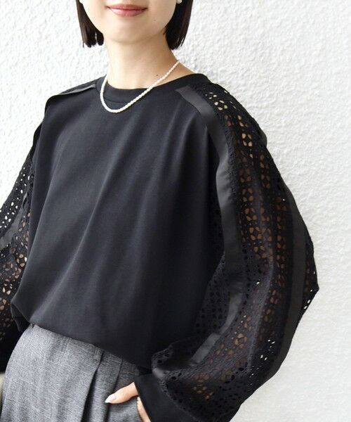 SHIPS / シップス カットソー | 《予約》【WEB限定】〈手洗い可能〉レース コンビ カットソー | 詳細18