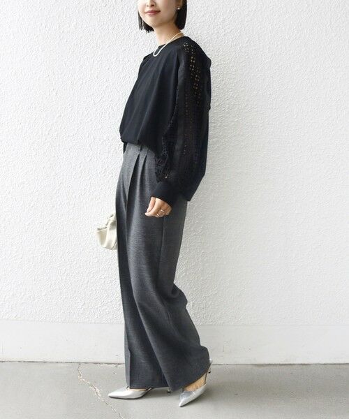 SHIPS / シップス カットソー | 《予約》【WEB限定】〈手洗い可能〉レース コンビ カットソー | 詳細11