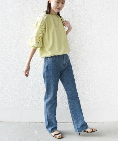 SHIPS / シップス カットソー | 《予約》【WEB限定】〈手洗い可能〉レース コンビ カットソー | 詳細24