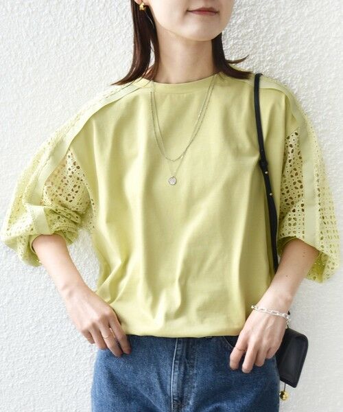 SHIPS / シップス カットソー | 《予約》【WEB限定】〈手洗い可能〉レース コンビ カットソー | 詳細25