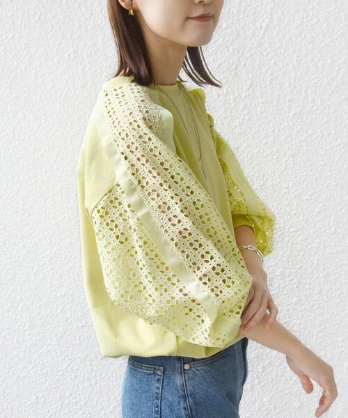 SHIPS / シップス カットソー | 《予約》【WEB限定】〈手洗い可能〉レース コンビ カットソー | 詳細28