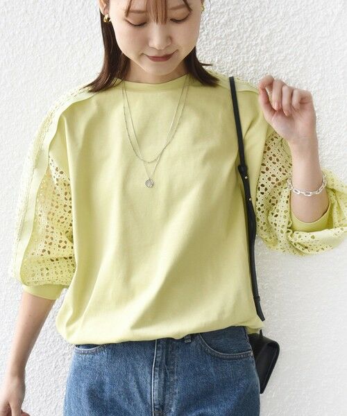 SHIPS / シップス カットソー | 《予約》【WEB限定】〈手洗い可能〉レース コンビ カットソー | 詳細29