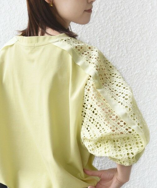 SHIPS / シップス カットソー | 《予約》【WEB限定】〈手洗い可能〉レース コンビ カットソー（イエロー）