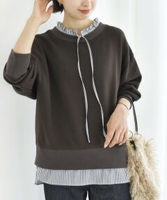 SHIPS / シップス スウェット | 《一部追加予約》【WEB限定】〈手洗い可能〉ブラウス コンビ スウェット プルオーバー