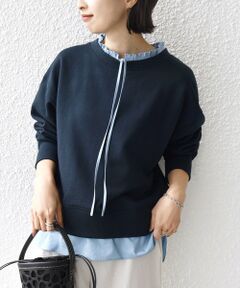SHIPS / シップス スウェット | 《予約》【WEB限定】〈手洗い可能〉ブラウス コンビ スウェット プルオーバー