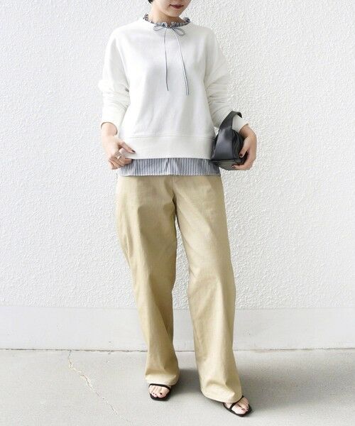 SHIPS / シップス スウェット | 《予約》【WEB限定】〈手洗い可能〉ブラウス コンビ スウェット プルオーバー | 詳細4