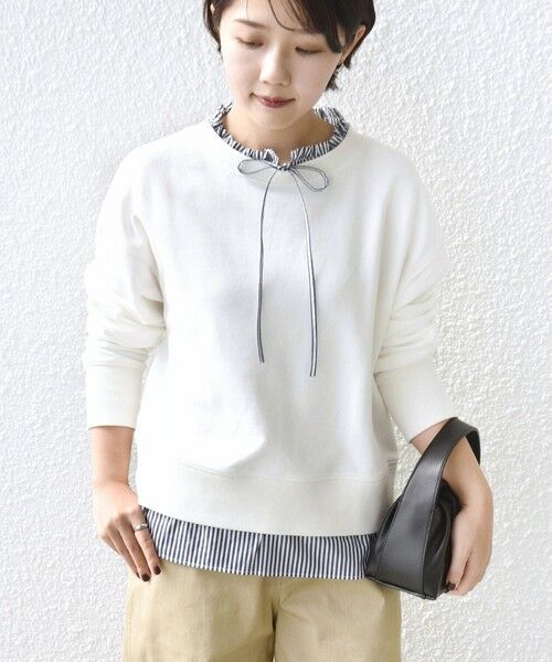 SHIPS / シップス スウェット | 《予約》【WEB限定】〈手洗い可能〉ブラウス コンビ スウェット プルオーバー | 詳細5