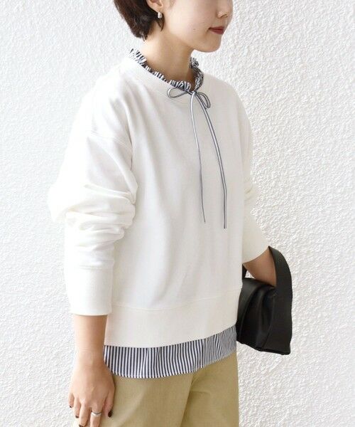 SHIPS / シップス スウェット | 《予約》【WEB限定】〈手洗い可能〉ブラウス コンビ スウェット プルオーバー | 詳細8