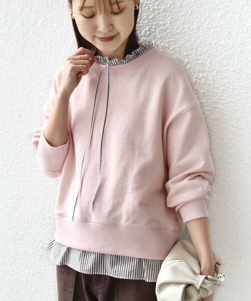 SHIPS / シップス スウェット | 《予約》【WEB限定】〈手洗い可能〉ブラウス コンビ スウェット プルオーバー | 詳細15