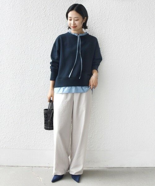 SHIPS / シップス スウェット | 《予約》【WEB限定】〈手洗い可能〉ブラウス コンビ スウェット プルオーバー | 詳細21