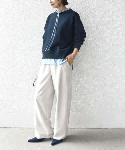 SHIPS / シップス スウェット | 《予約》【WEB限定】〈手洗い可能〉ブラウス コンビ スウェット プルオーバー | 詳細22