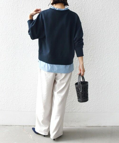 SHIPS / シップス スウェット | 《予約》【WEB限定】〈手洗い可能〉ブラウス コンビ スウェット プルオーバー | 詳細23