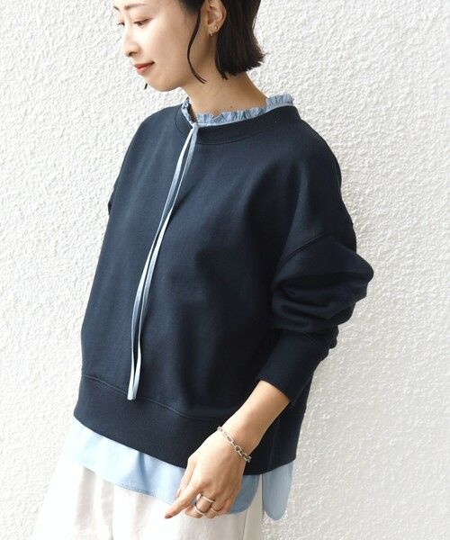 SHIPS / シップス スウェット | 《予約》【WEB限定】〈手洗い可能〉ブラウス コンビ スウェット プルオーバー | 詳細26