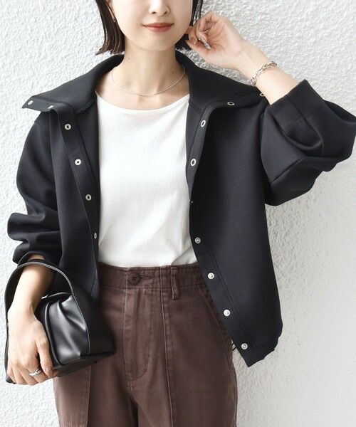 SHIPS / シップス カーディガン・ボレロ | 《予約》【WEB限定】〈手洗い可能〉裾 ドロスト ダンボール スナップ ボタン カーディガン（ブラック）